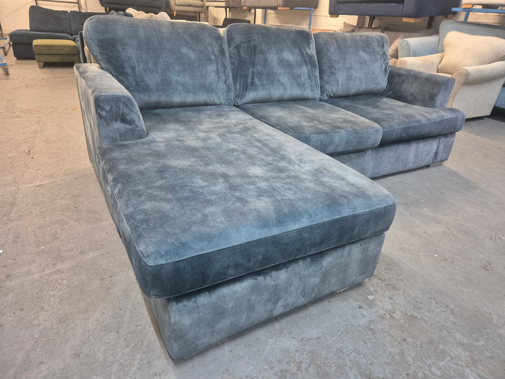 DFS Freya Blue Velvet 4 Seater Lounger