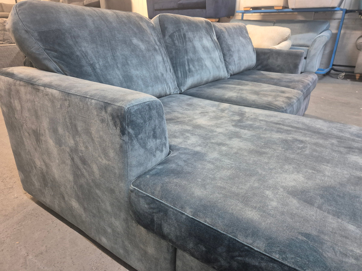 DFS Freya Blue Velvet 4 Seater Lounger