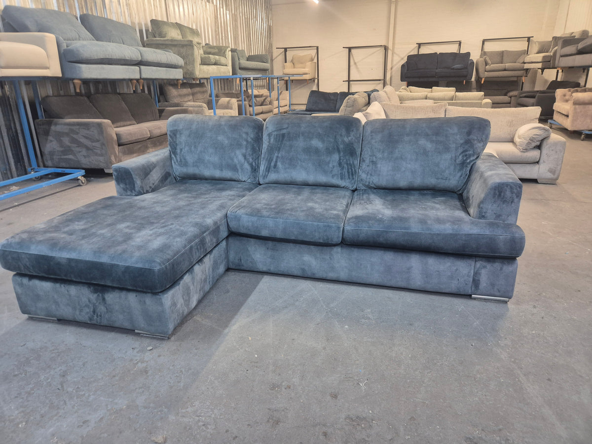 DFS Freya Blue Velvet 4 Seater Lounger
