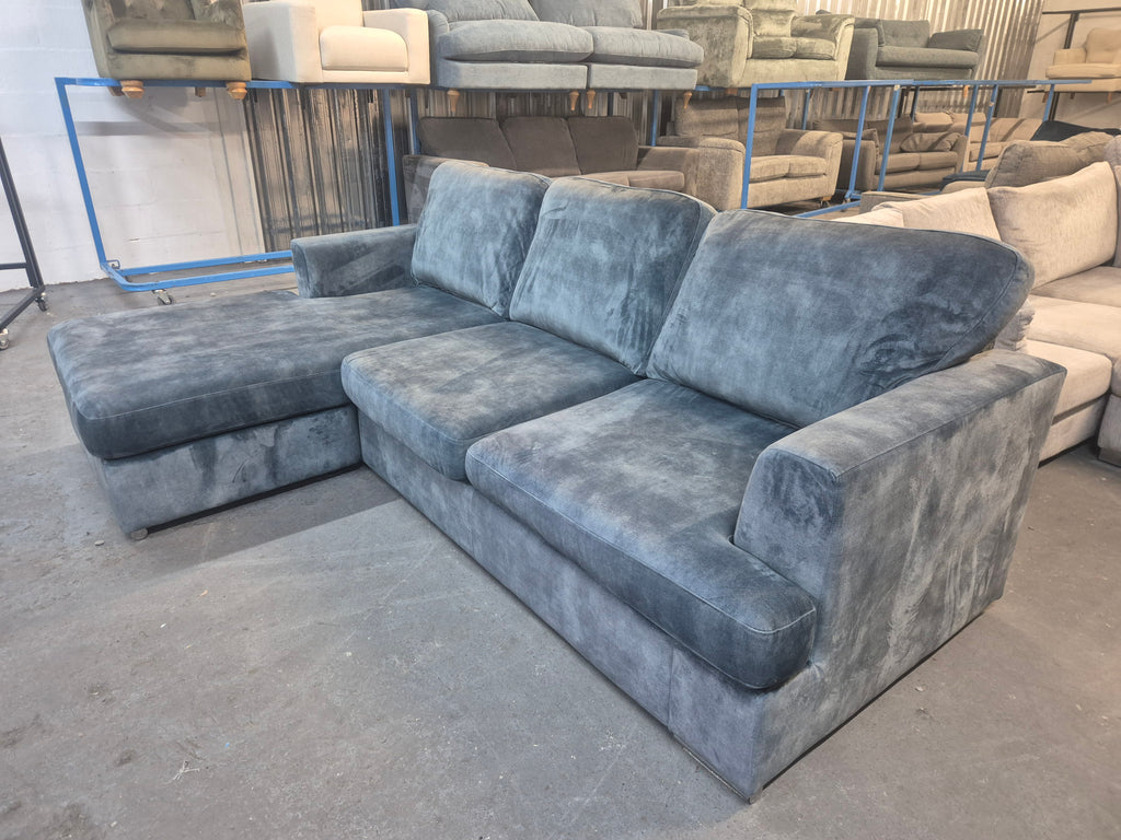 DFS Freya Blue Velvet 4 Seater Lounger