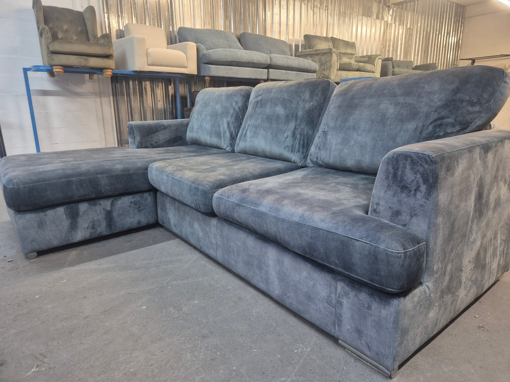 DFS Freya Blue Velvet 4 Seater Lounger