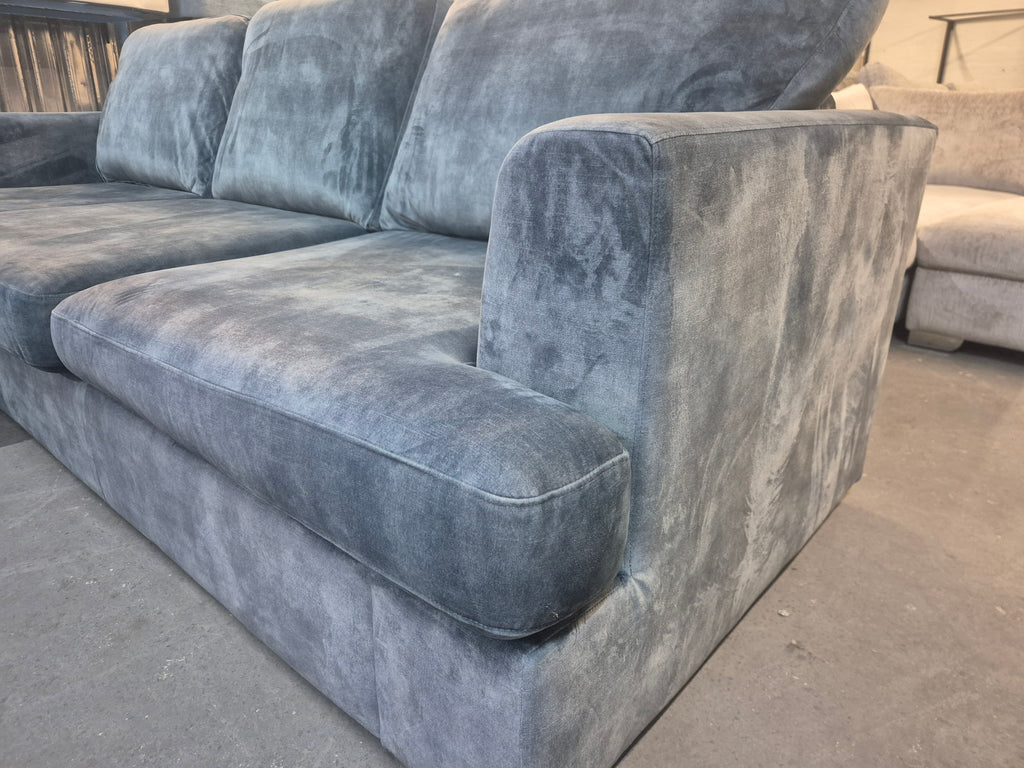 DFS Freya Blue Velvet 4 Seater Lounger