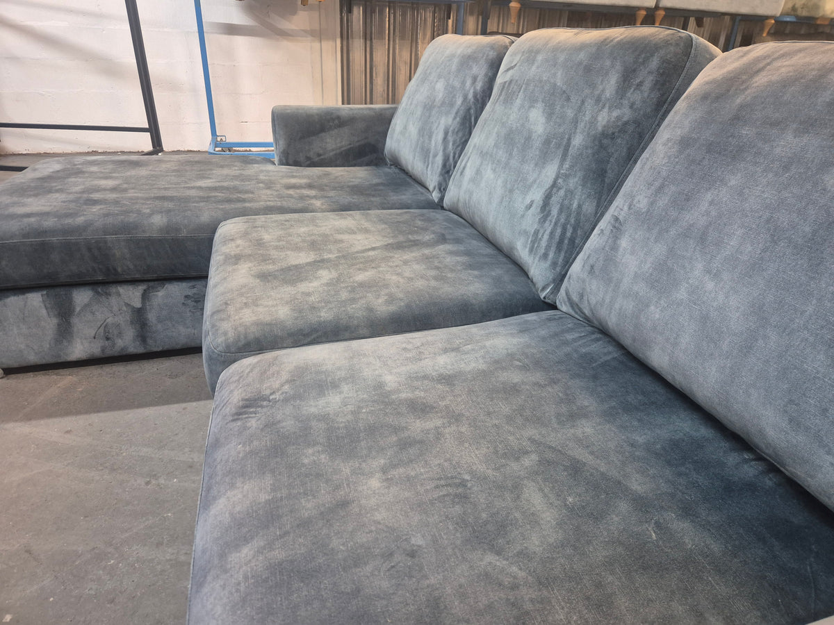 DFS Freya Blue Velvet 4 Seater Lounger