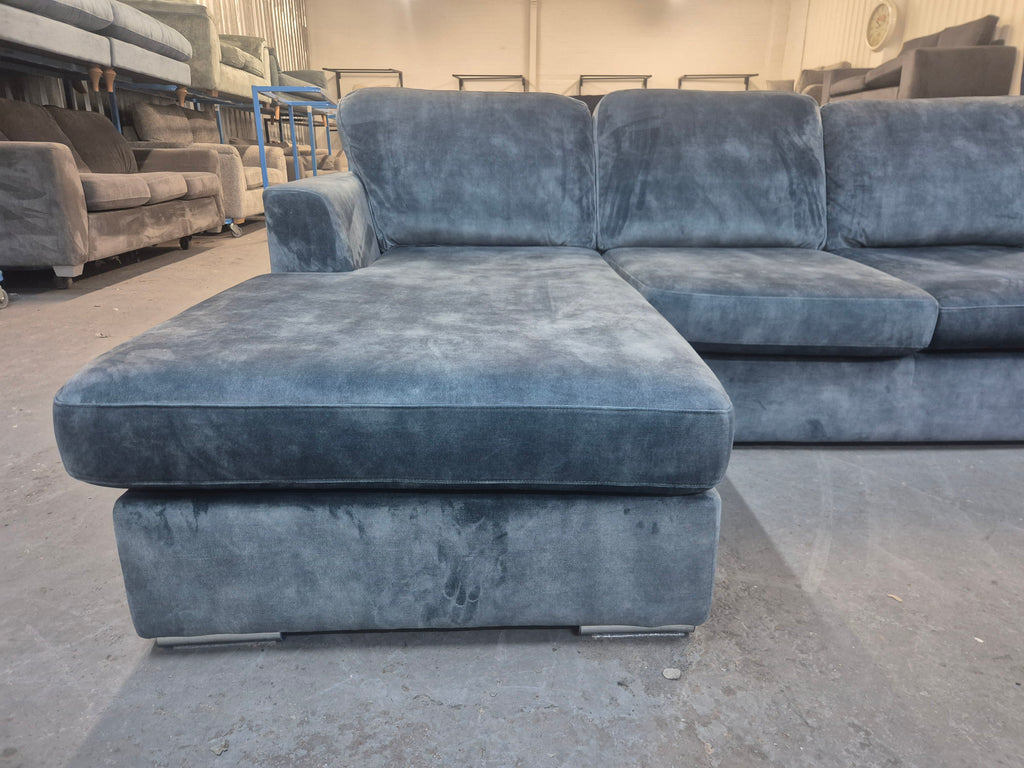 DFS Freya Blue Velvet 4 Seater Lounger