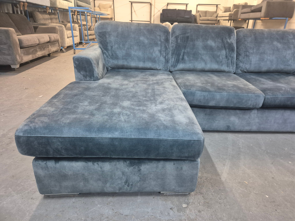 DFS Freya Blue Velvet 4 Seater Lounger