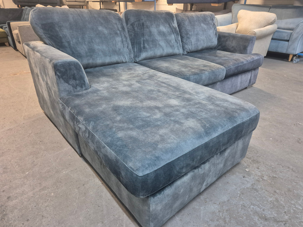 DFS Freya Blue Velvet 4 Seater Lounger
