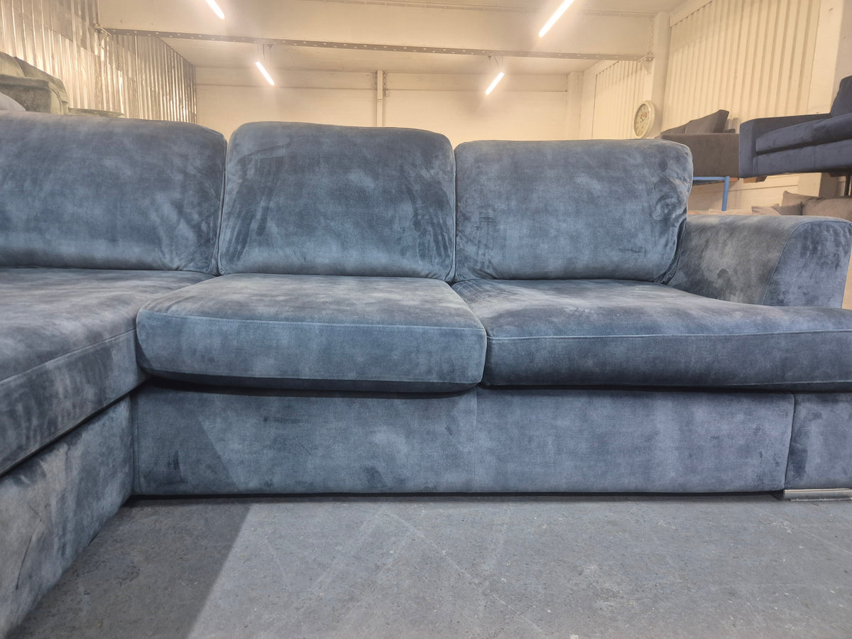 DFS Freya Blue Velvet 4 Seater Lounger