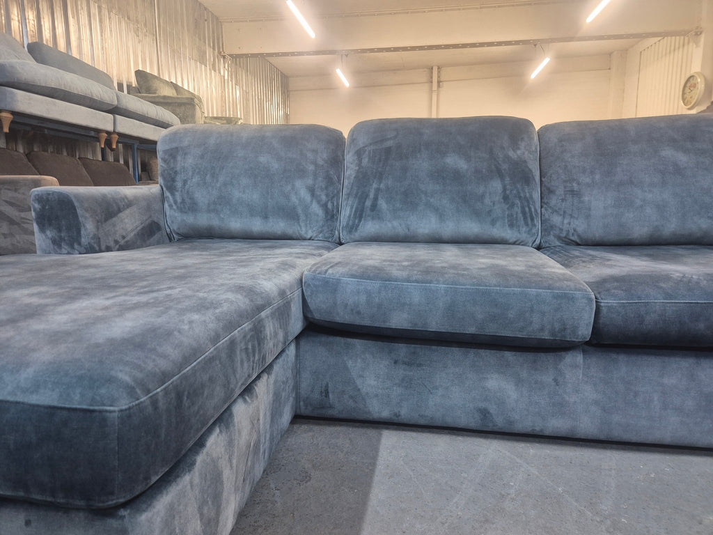 DFS Freya Blue Velvet 4 Seater Lounger