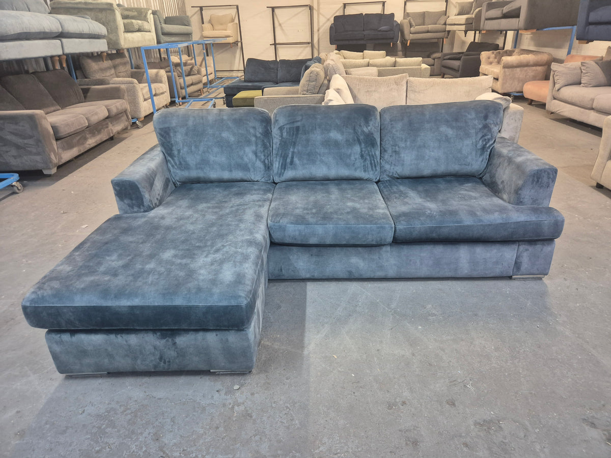 DFS Freya Blue Velvet 4 Seater Lounger