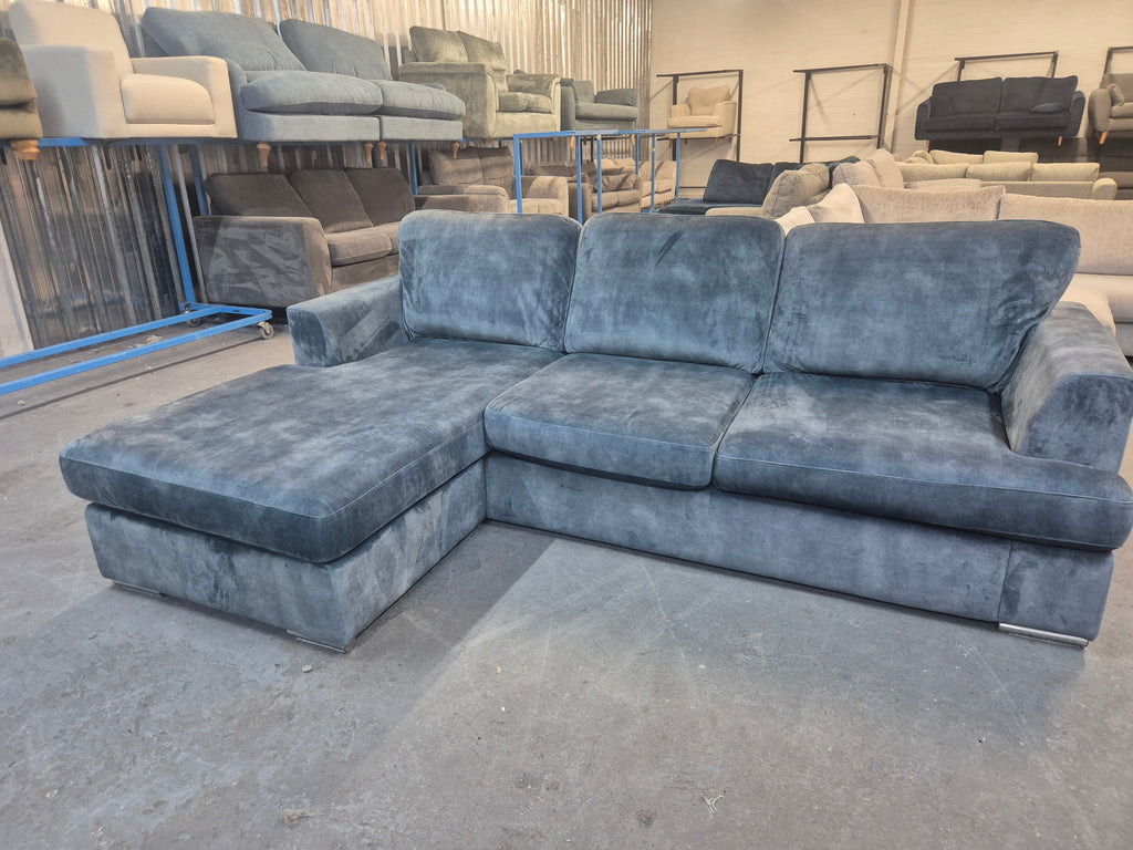 DFS Freya Blue Velvet 4 Seater Lounger
