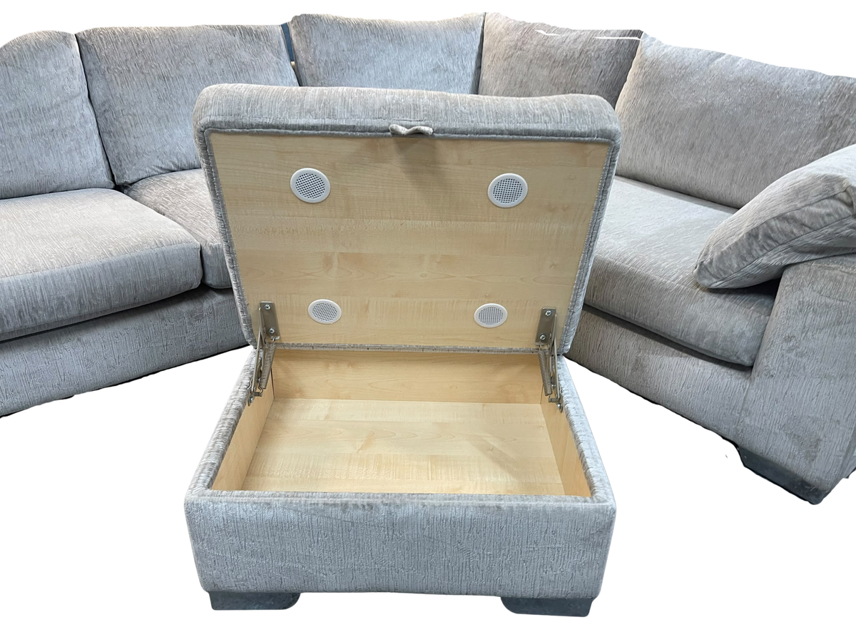 Sofology Coco Medusa Silver Corner Sofa + Storage Footstool
