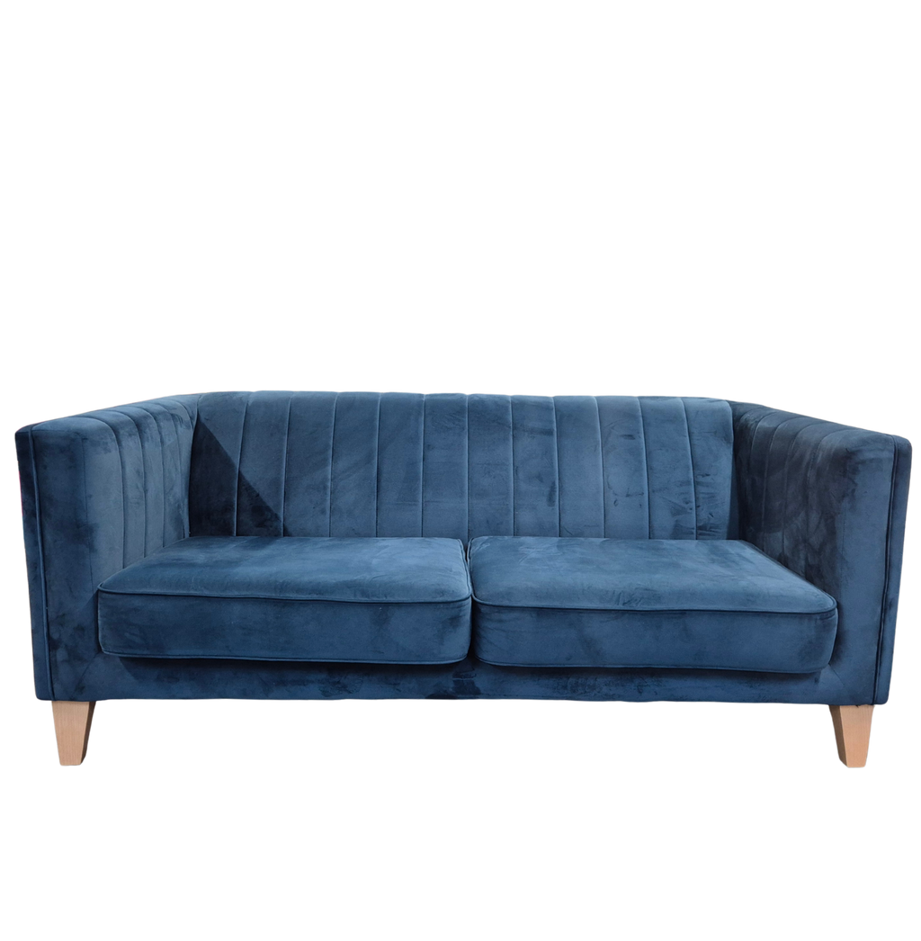 Sofology Fluted Isla Blue Velvet 2 Seater