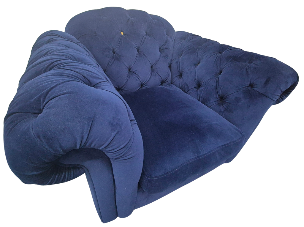 DFS Blue Velvet Armchair part of the Joules Windsor Range in a Deluxe Velvet Fabric.