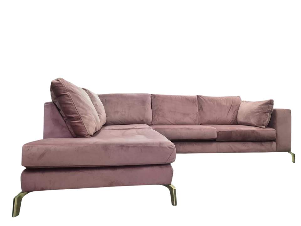 DFS Darcy Mauve Velvet Corner Sofa – Right Hand Facing