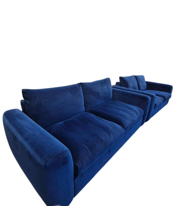 Snug Shack Blue Velvet Sofa Set – 3 Seater + 2 Seater with Storage