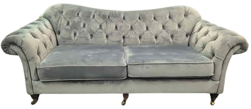 Bordeaux Grey Velvet Chesterfield 4 Seater