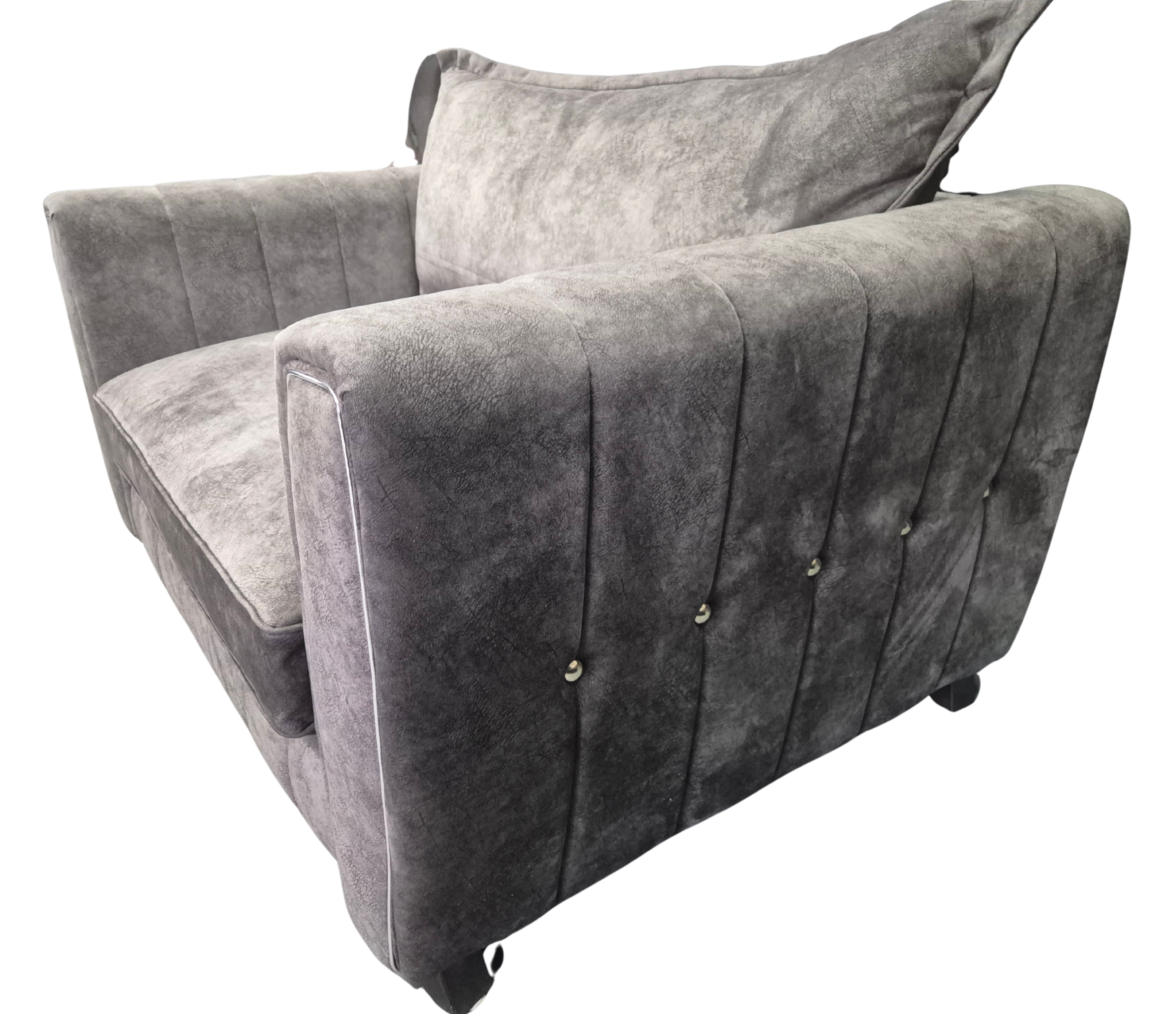 DFS Formal Back Charcoal Metallic Combination Cherished Cuddle Chair