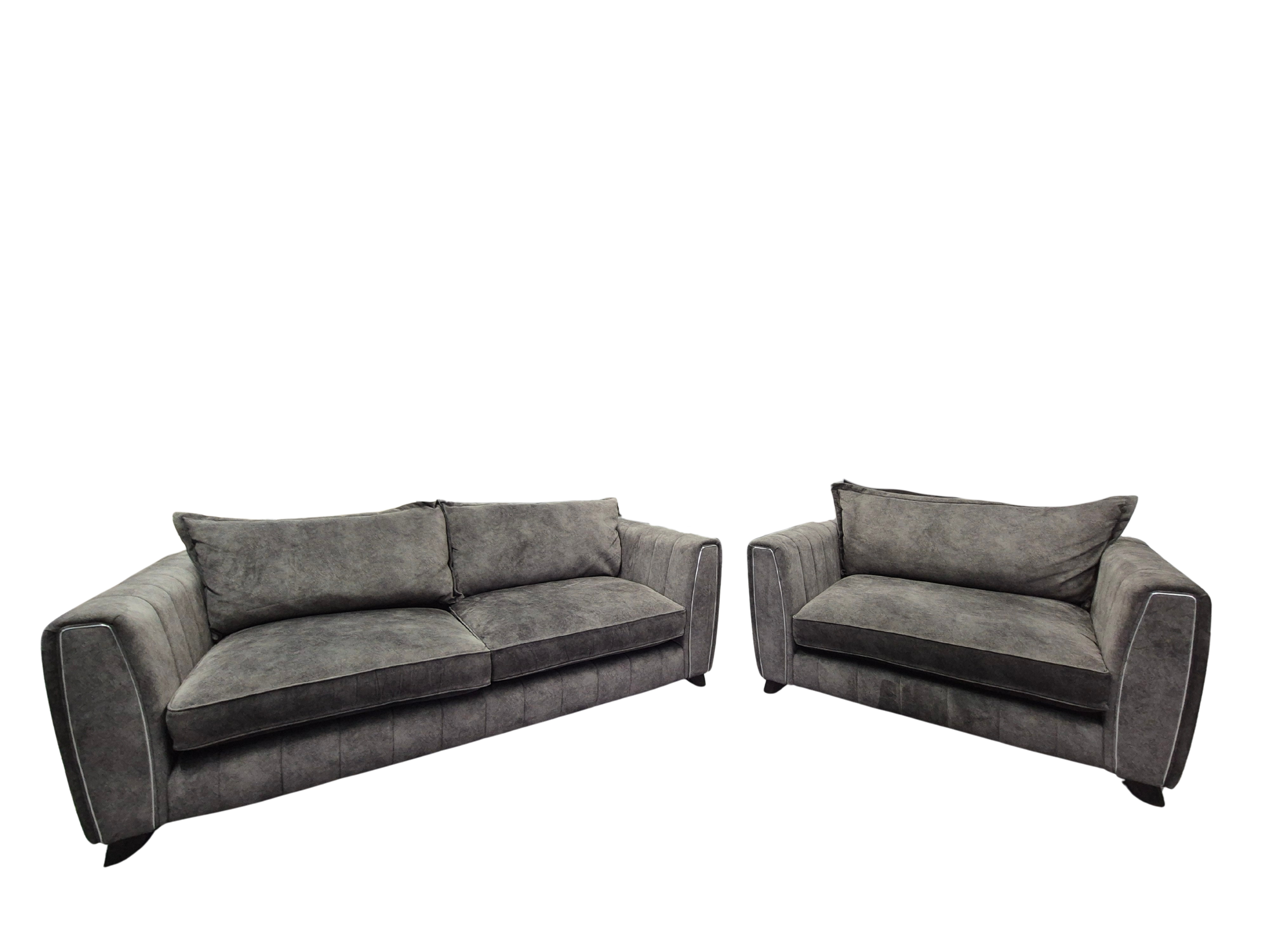 DFS Formal Back Charcoal Metallic Combination Cherished 4 Seater + Cuddle Chair