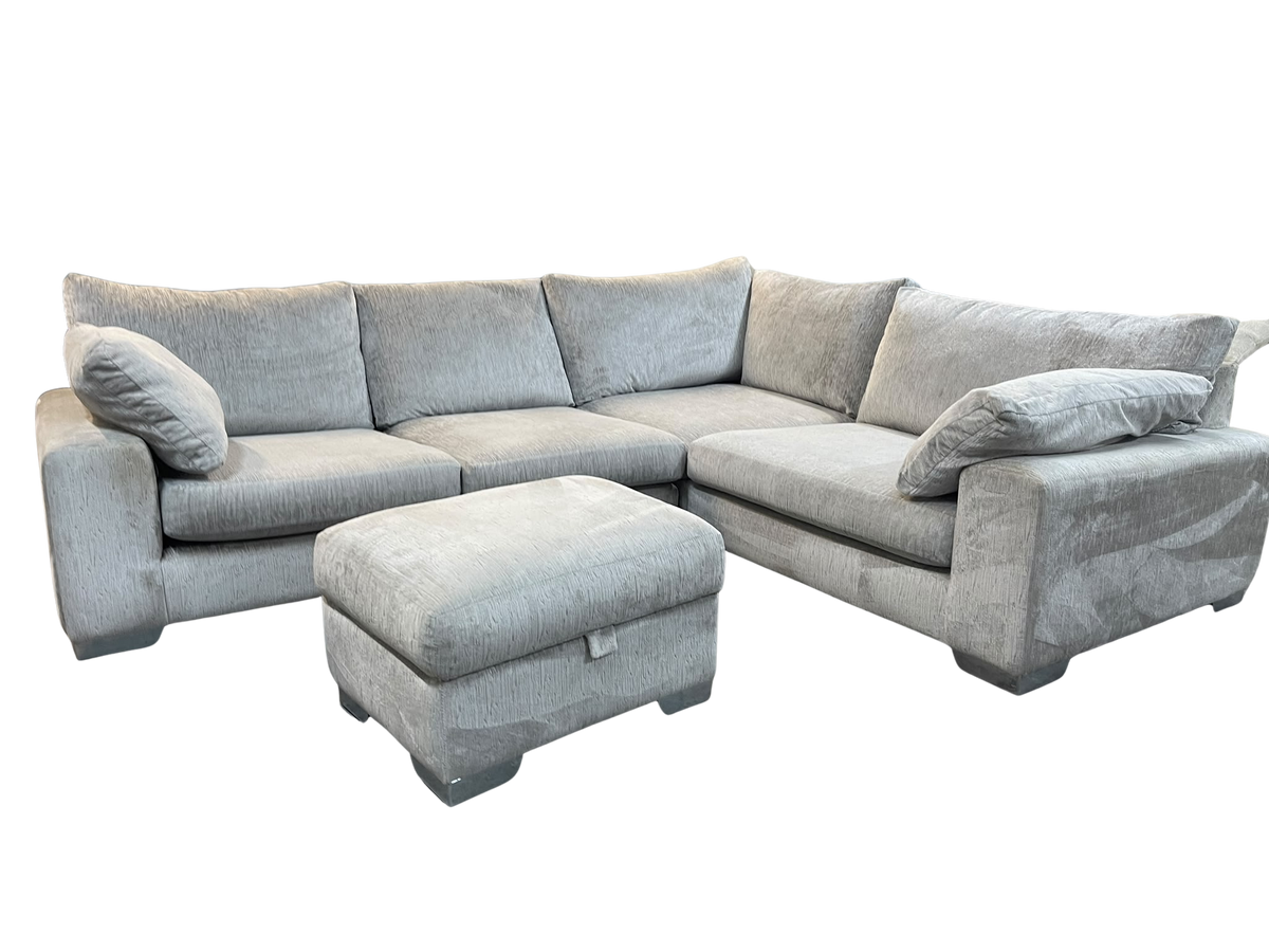 Sofology Coco Medusa Silver Corner Sofa + Storage Footstool