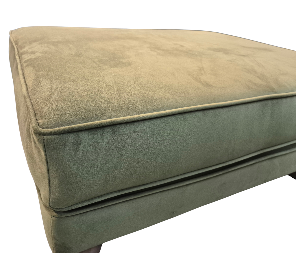 The Lounge Co footstool Melody Olive Green Velvet Footstool