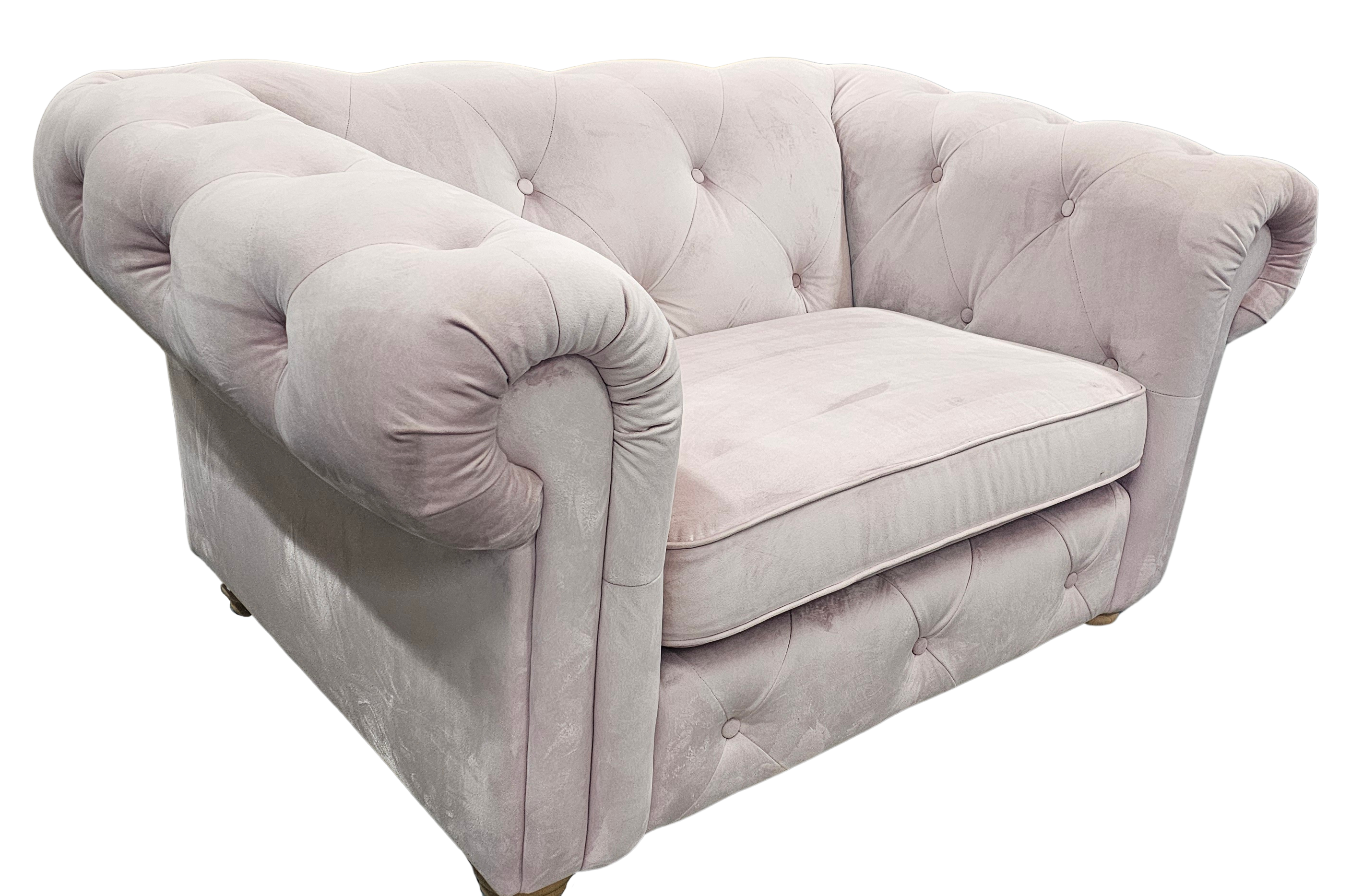 DFS Belair Blush Sensual Velvet Cuddle Chair