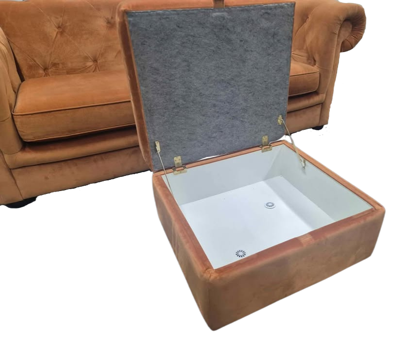 DFS Chesterfield Abbey Velvet 3 Seater + Storage Footstool