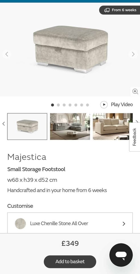 Sofology Majestica Mink Chenille Corner Sofa and Footstool