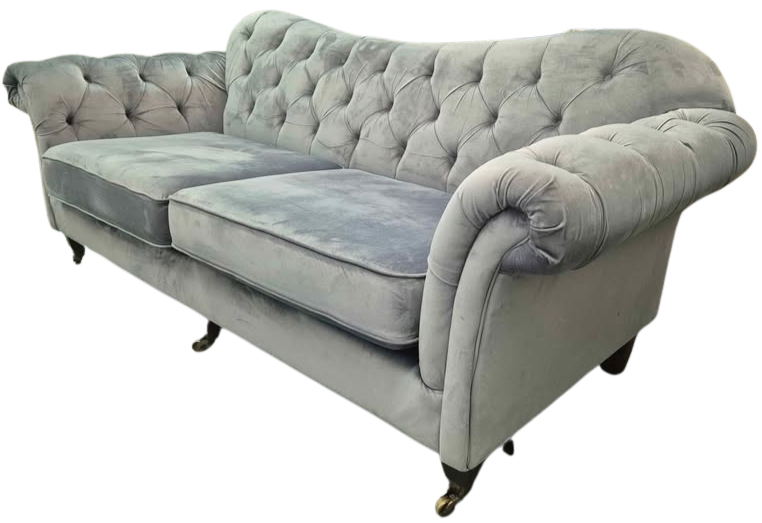 Bordeaux Grey Velvet Chesterfield 4 Seater