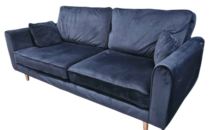 Blue Velvet 3-Seater Sofa