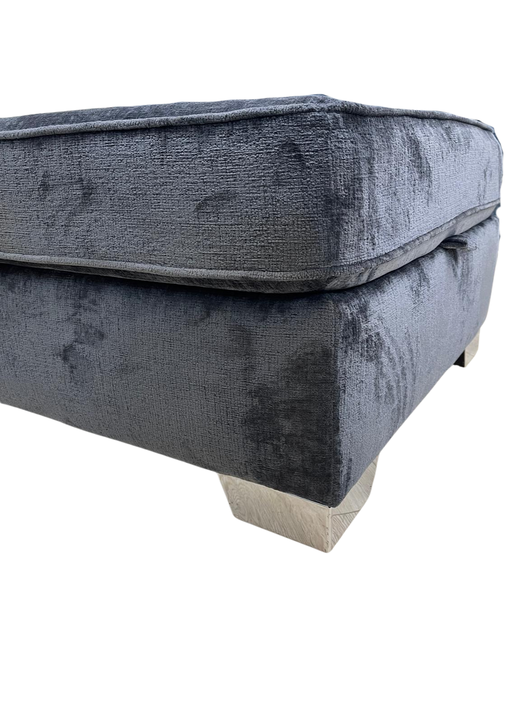 Next Stamford Chunky Chenille Dark Navy Blue Storage Footstool with Chrome Feet