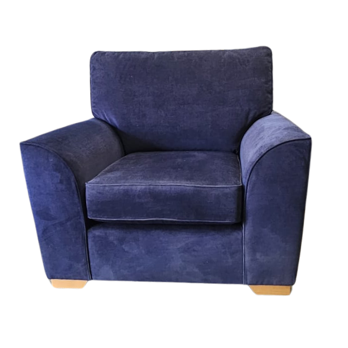 Navy Chenille ‘Stamford’ High-Back Armchair