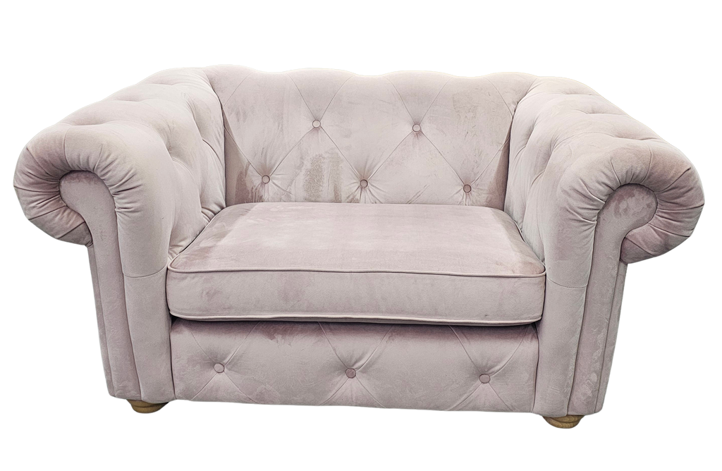 DFS Belair Blush Sensual Velvet Cuddle Chair