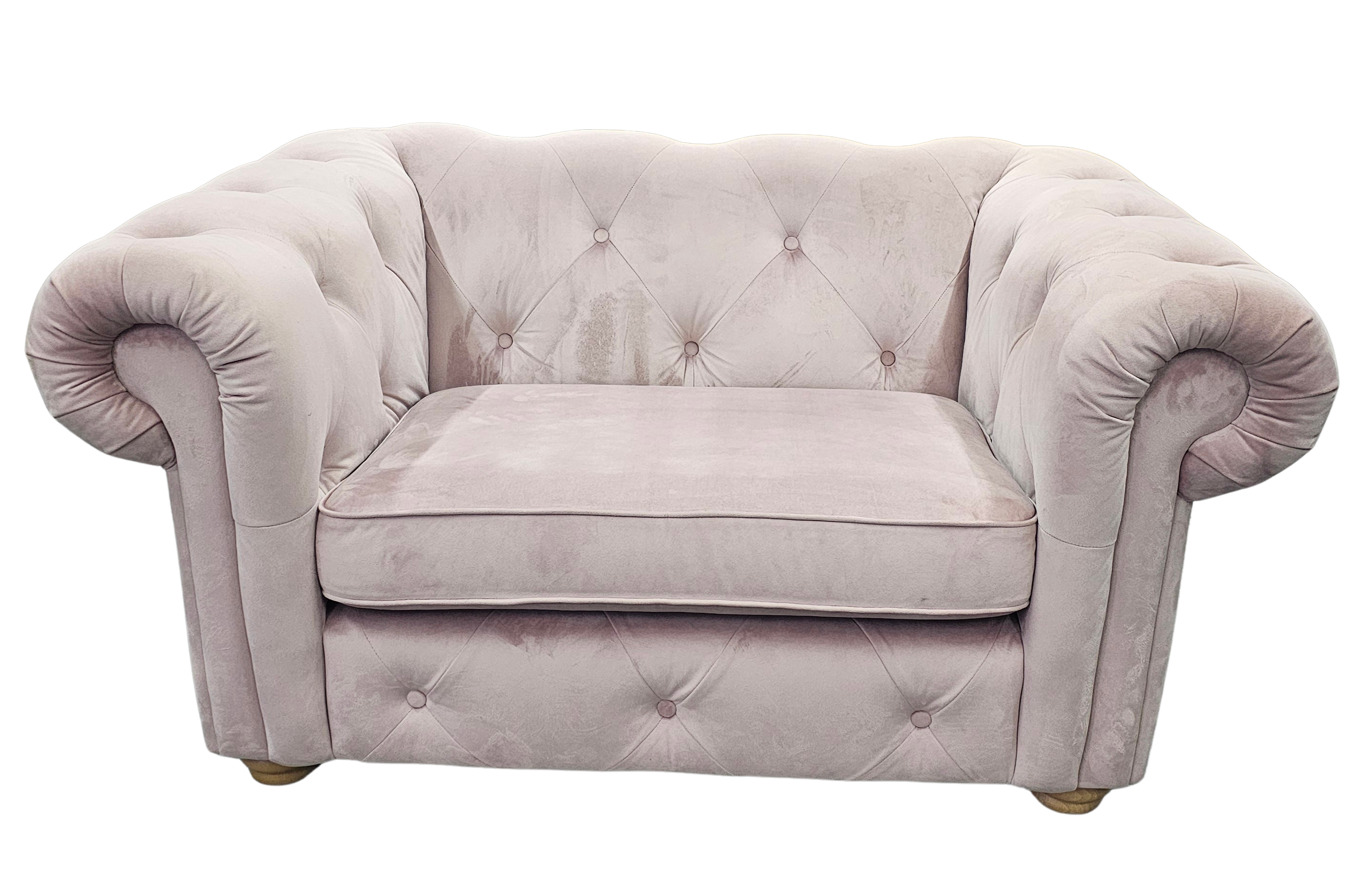 DFS Belair Blush Sensual Velvet Cuddle Chair