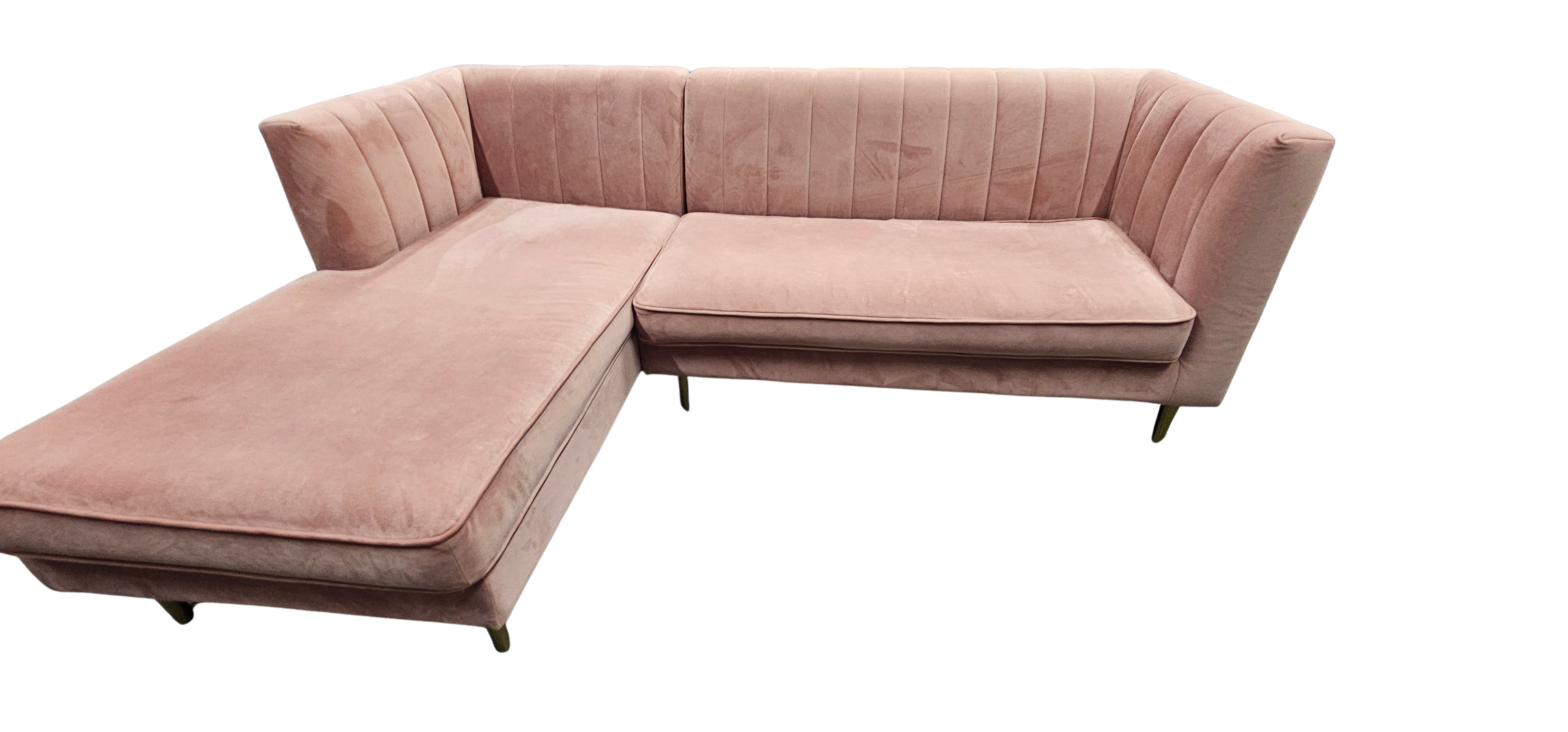 Small Blush Pink Made Corner Sofa