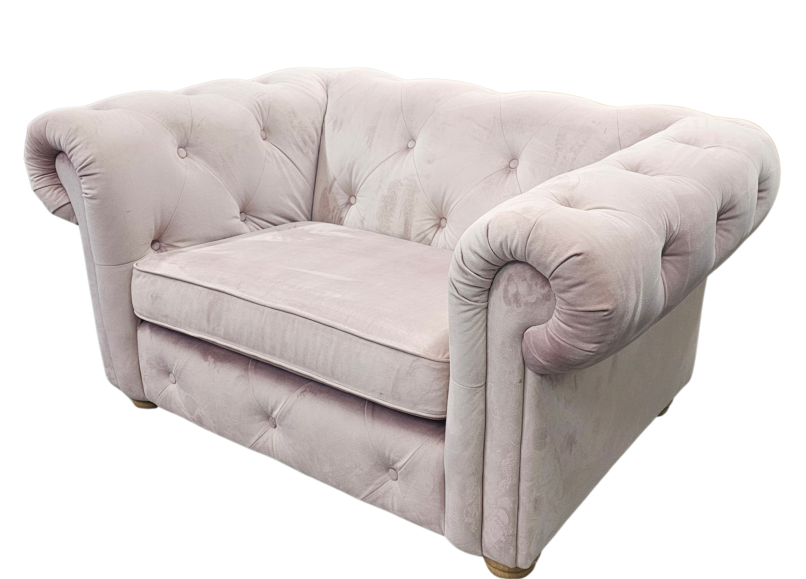 DFS Belair Blush Sensual Velvet Cuddle Chair