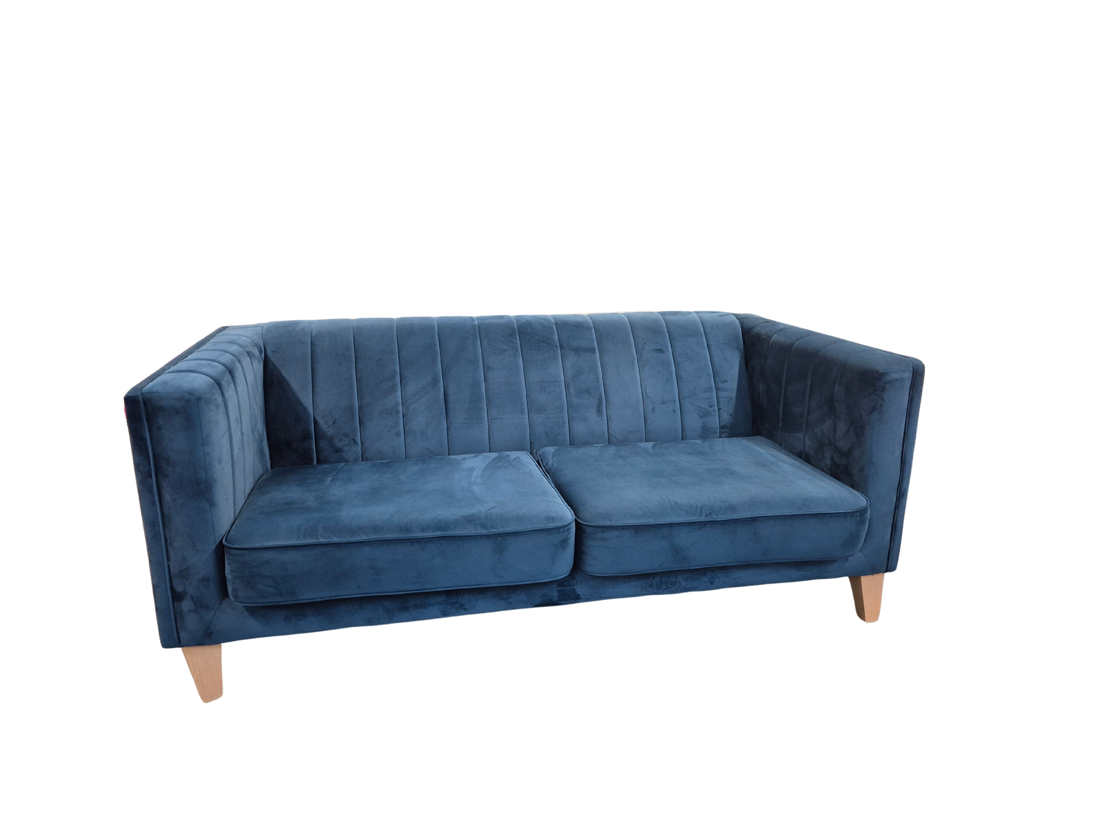Sofology Fluted Isla Blue Velvet 2 Seater