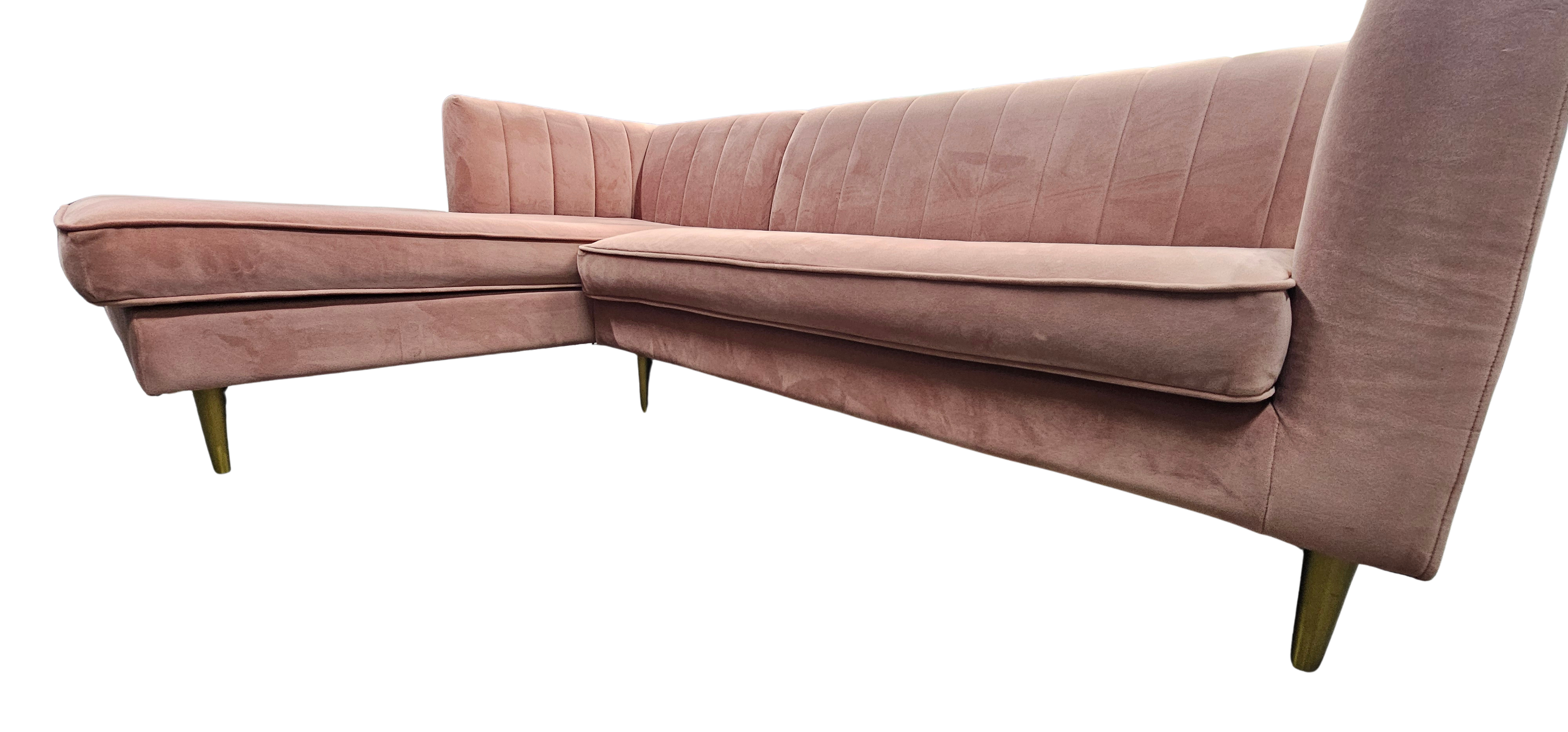 Small Blush Pink Made Corner Sofa