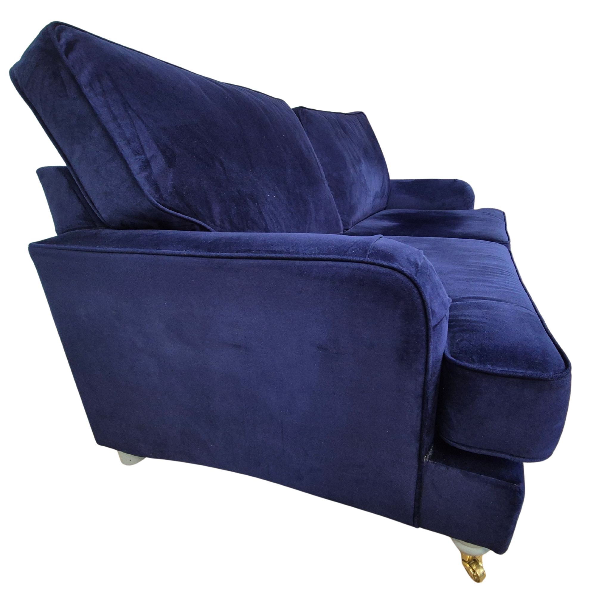 Navy Blue Velvet Made 3-Seater Sofa