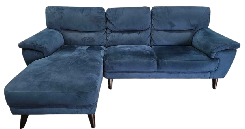 DFS Fargo Velvet Left Hand Facing Chaise End Sofa – Blue