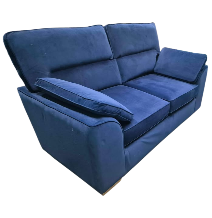 Next Stamford Highback Plush Velvet Blue 2 Seater