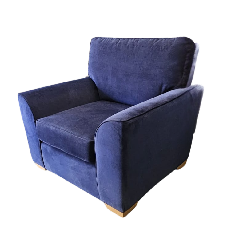 Navy Chenille ‘Stamford’ High-Back Armchair