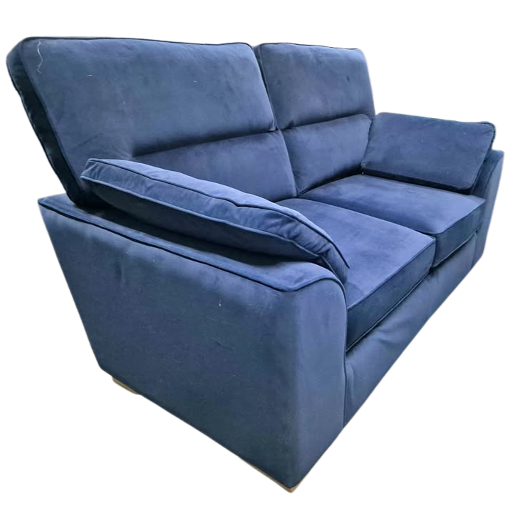 Next Stamford Highback Plush Velvet Blue 2 Seater