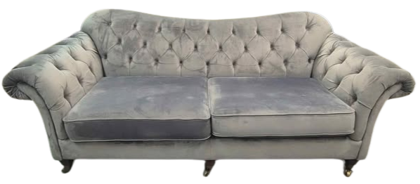 Bordeaux Grey Velvet Chesterfield 4 Seater