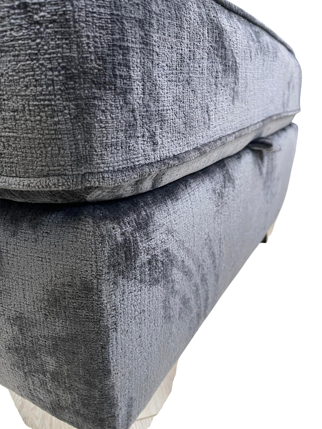 Next Stamford Chunky Chenille Dark Navy Blue Storage Footstool with Chrome Feet