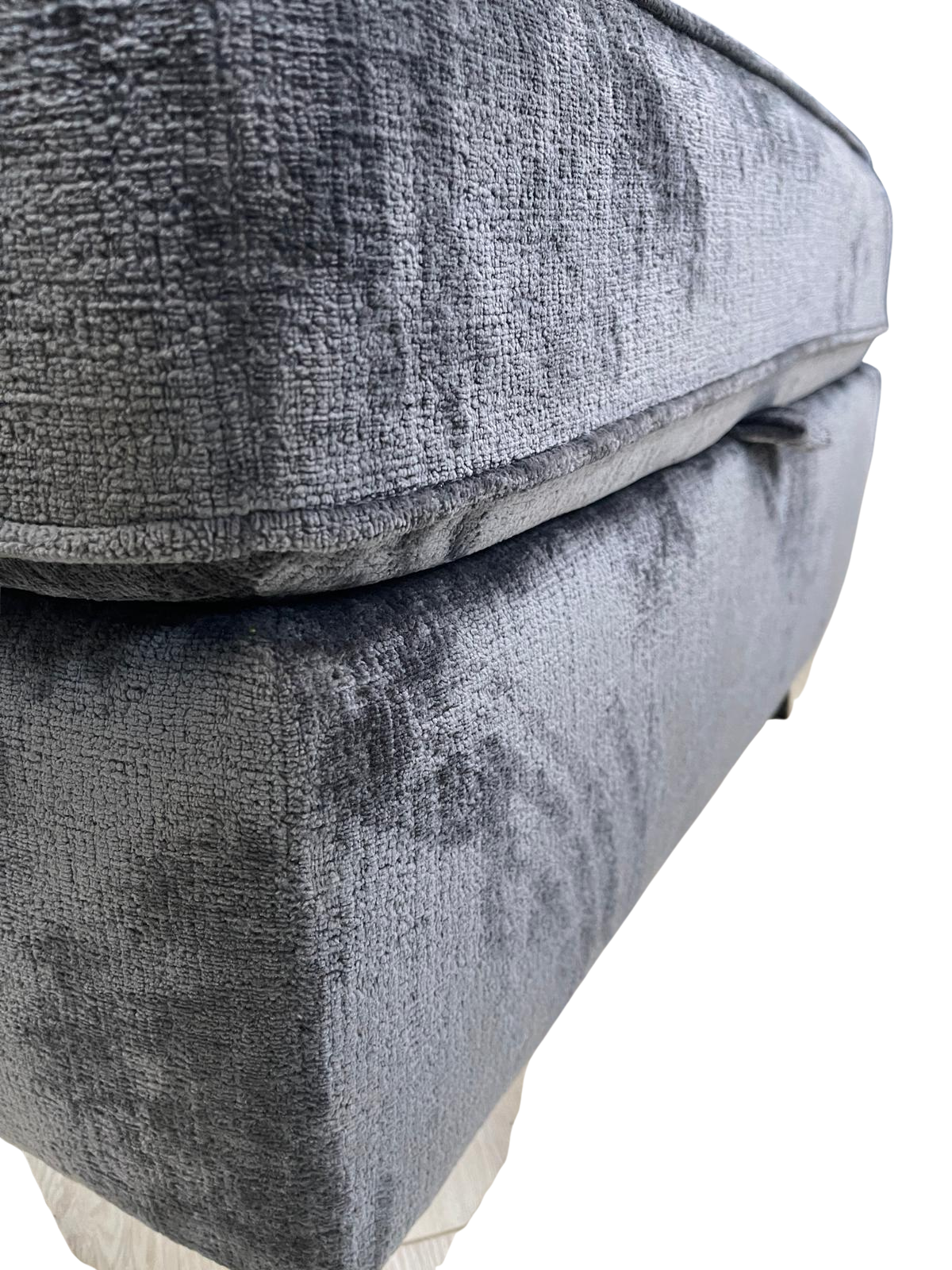 Next Stamford Chunky Chenille Dark Navy Blue Storage Footstool with Chrome Feet