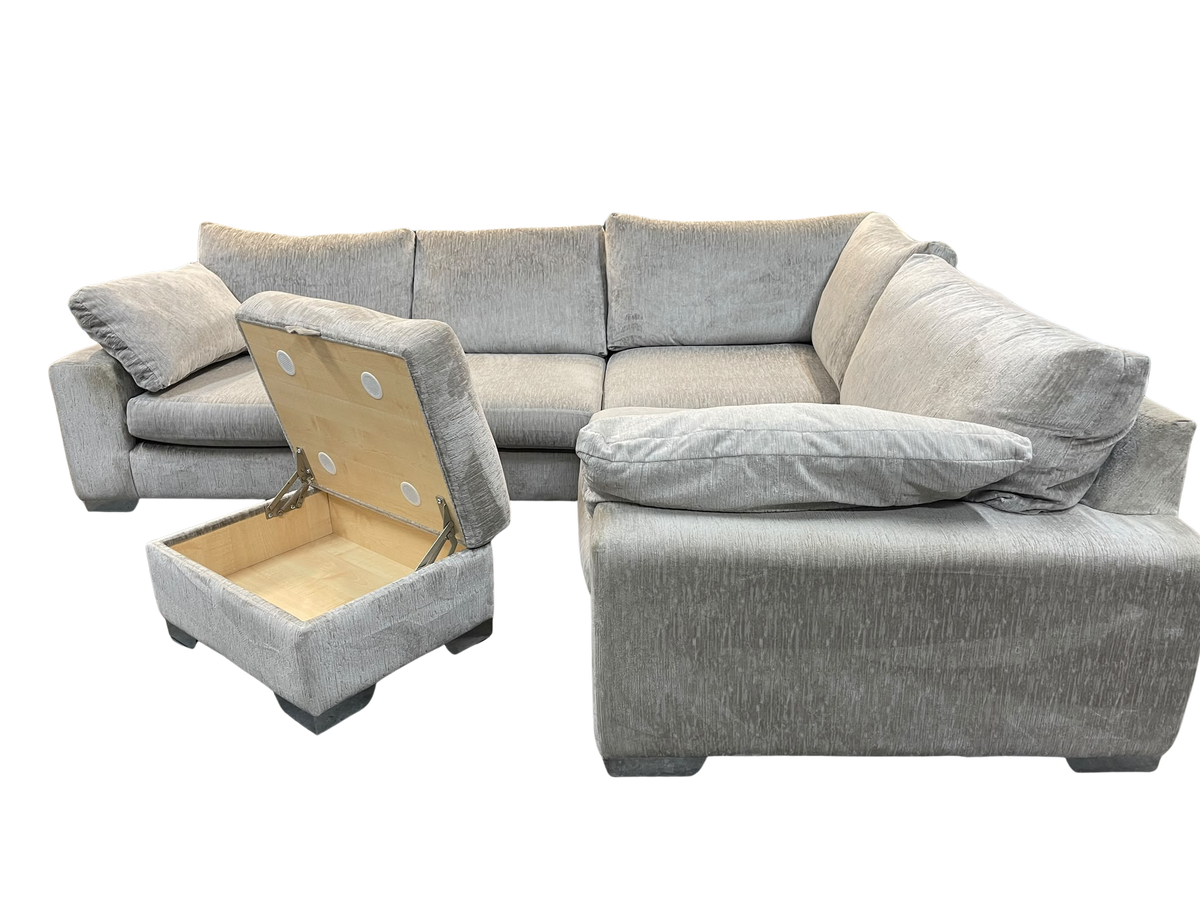 Sofology Coco Medusa Silver Corner Sofa + Storage Footstool