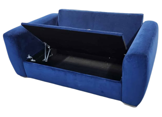 Snug Shack Blue Velvet 2 Seater Sofa with Storage