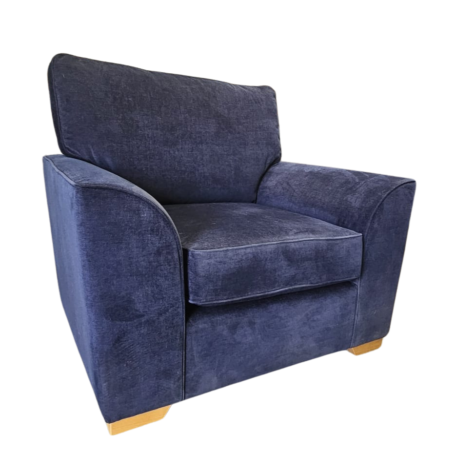 Navy Chenille ‘Stamford’ High-Back Armchair