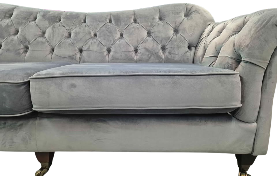 Bordeaux Grey Velvet Chesterfield 4 Seater