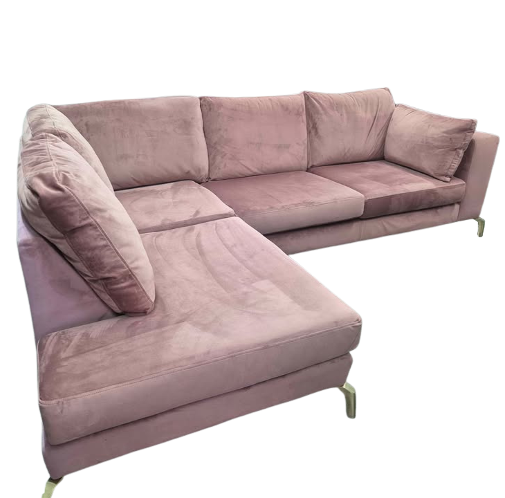 DFS Darcy Mauve Velvet Corner Sofa – Right Hand Facing